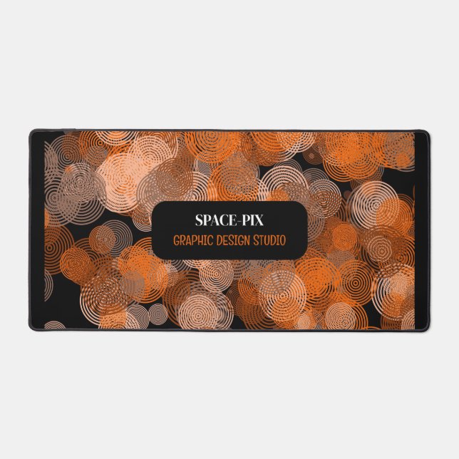 Orange Graphic Circles, Graphic Designer Desk Mat (Front)