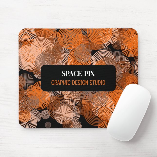 Orange Graphic Circles, Graphic Designer Mouse Mat (With Mouse)
