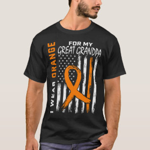 Orange Great Grandpa Kidney Cancer Awareness Ameri T-Shirt