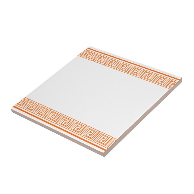 Orange Grecian Frieze Pattern Tile (Side)