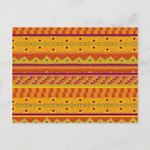 Orange Green Abstract Aztec Tribal Print Pattern Postcard