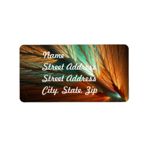 Orange & Green Abstract Fractal Address Sticker