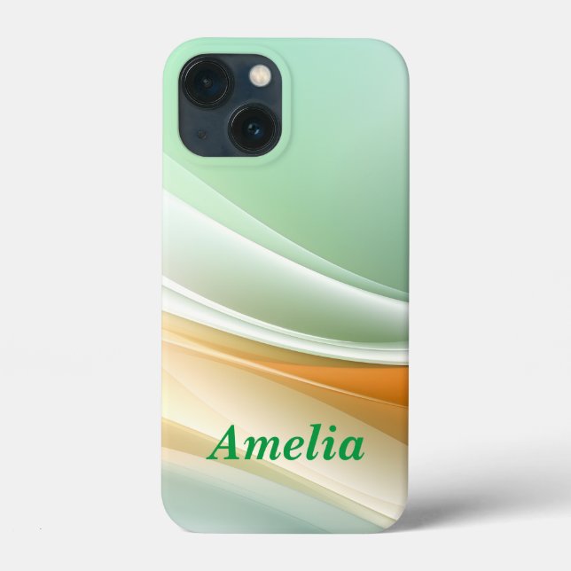 Orange Green Abstract Wave Case-Mate iPhone Case (Back)