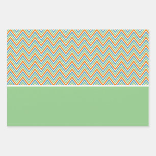 Orange Green and Blue Chevron Wrapping Paper Sheet