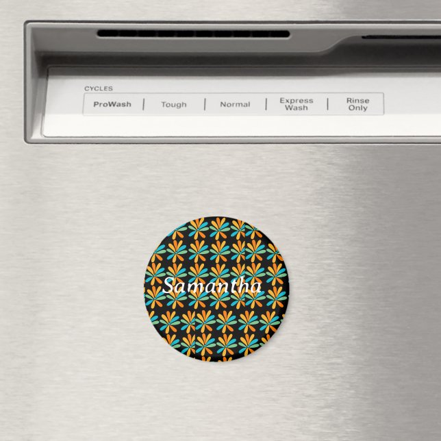 Orange,Green And Blue Flowers Magnet (In Situ (Dishwasher))