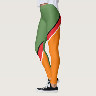 Orange, Green and Red Diagonal Leggings