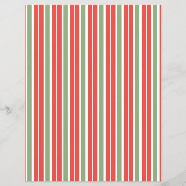 Orange, Green and White Striped Scrapbook Paper (Front)