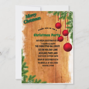 orange green Bauble Christmas Party  Invitation