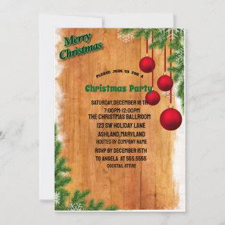 orange green Bauble Christmas Party Invitation