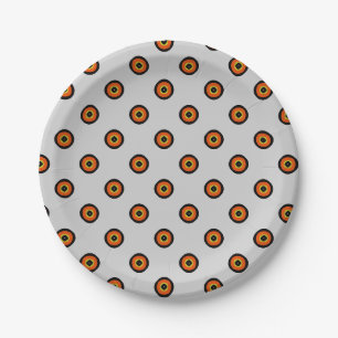 Orange Green Black Paper Plate