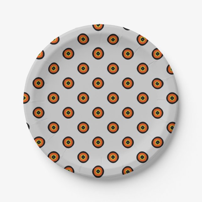 Orange Green Black Paper Plate (Front)