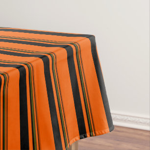 Orange Green Black Stripes Tablecloth