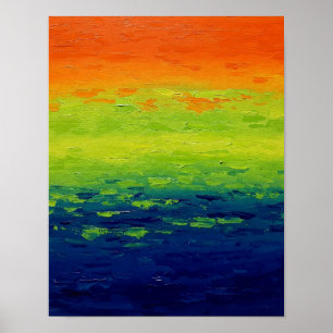 Orange Green Blue Abstract Art Poster