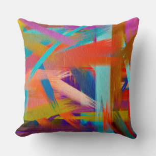 Orange Green Blue Purple Abstract Cushion