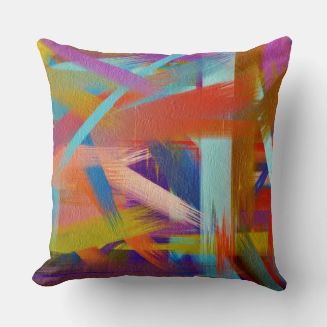 Orange Green Blue Purple Abstract Cushion (Front)