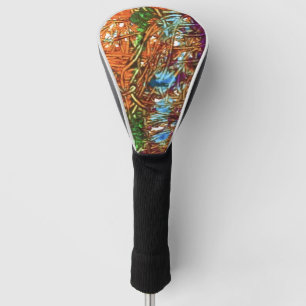 Orange, Green, Blue, Purple Marble Artwork Golf Head Cover