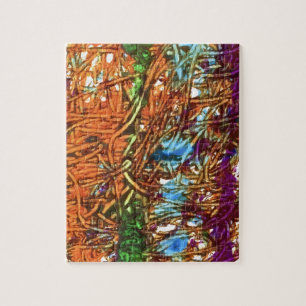 Orange, Green, Blue, Purple Marble Artwork Jigsaw Puzzle