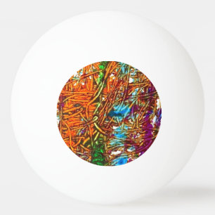 Orange, Green, Blue, Purple Marble Artwork Ping Pong Ball