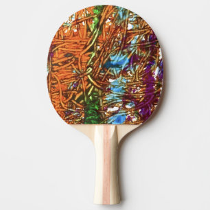 Orange, Green, Blue, Purple Marble Artwork Ping Pong Paddle