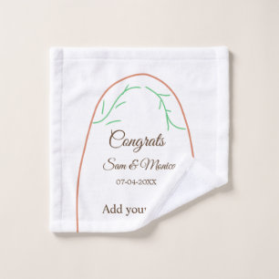 Orange green boho congrats add name date arches wash cloth