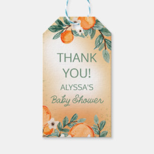 Orange Green Boy Girl Citrus Fruit Baby Shower  Gift Tags