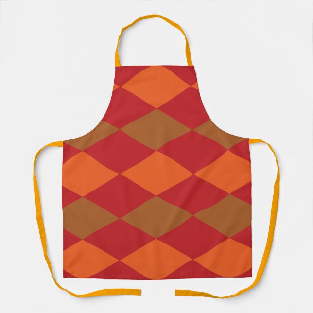 Orange Green Chequered Diamond Apron (Front)