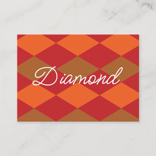 Orange Green Chequered Diamond Pattern  Business Card (Front)