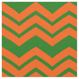 Orange Green Chevron Zigzag Design Fabric