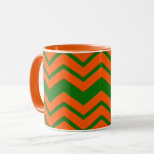 Orange Green Chevron Zigzag Design Mug