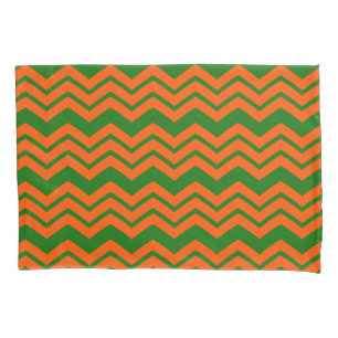 Orange Green Chevron Zigzag Design Pillowcase