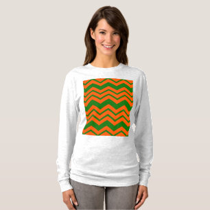 Orange Green Chevron Zigzag Design T-Shirt