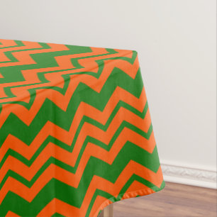 Orange Green Chevron Zigzag Design Tablecloth