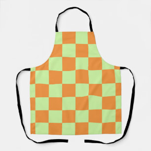 Orange Green Citrus Chequered Gingham Pattern Apron