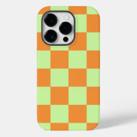 Orange Green Citrus Chequered Gingham Pattern