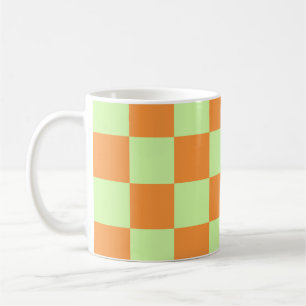 Orange Green Citrus Chequered Gingham Pattern Coffee Mug