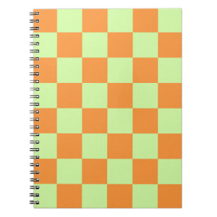 Orange Green Citrus Chequered Gingham Pattern Notebook