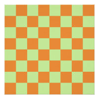Orange Green Citrus Chequered Gingham Pattern