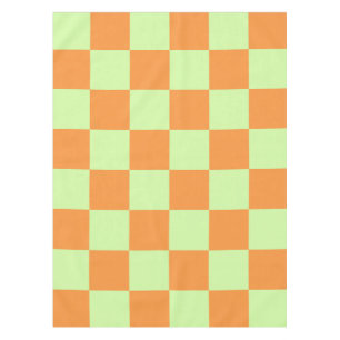 Orange Green Citrus Chequered Gingham Pattern Tablecloth
