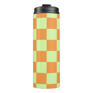 Orange Green Citrus Chequered Gingham Pattern Thermal Tumbler