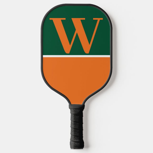 Orange & Green College Monogram Pickleball Paddle (Front)