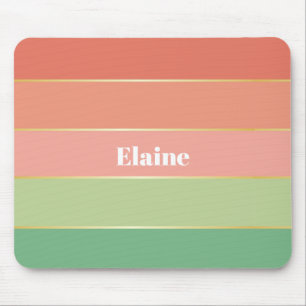 Orange Green Custom Summer Colour Block Stripes Mouse Mat