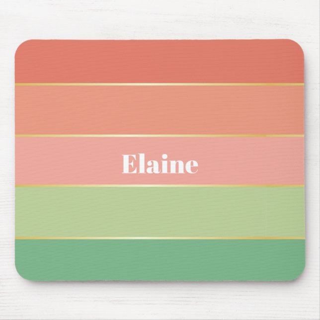 Orange Green Custom Summer Colour Block Stripes Mouse Mat (Front)