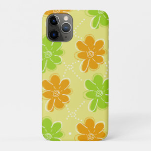 Orange & Green Floral Pattern iPhone 11 Pro Case