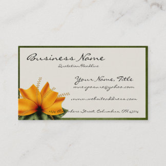 Orange & Green Flower Business Cards