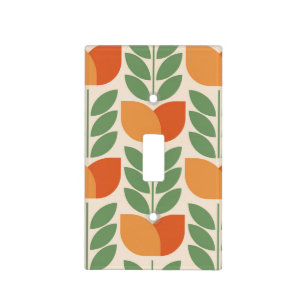 Orange, green,flower pattern,retro,chic, Scandinav Light Switch Cover