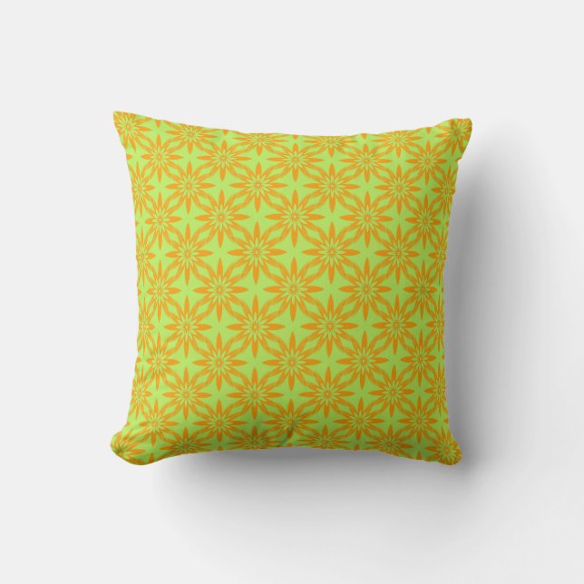 Orange Green Flower Seamless Pattern  Cushion (Front)