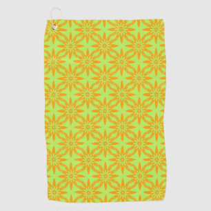 Orange Green Flower Seamless Pattern Golf Towel