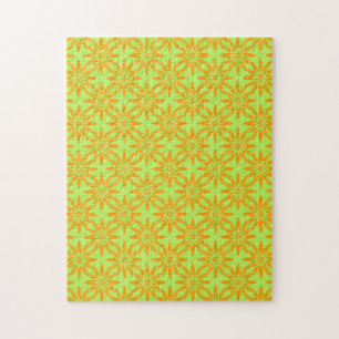 Orange Green Flower Seamless Pattern Jigsaw Puzzle