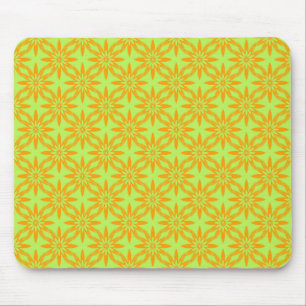 Orange Green Flower Seamless Pattern Mouse Mat