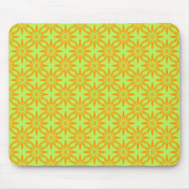 Orange Green Flower Seamless Pattern Mouse Mat (Front)